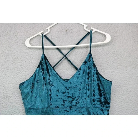 R. Vioimos Anthropologie Velvet Turquoise Dress-Size Large-Cami - Picture 2 of 8